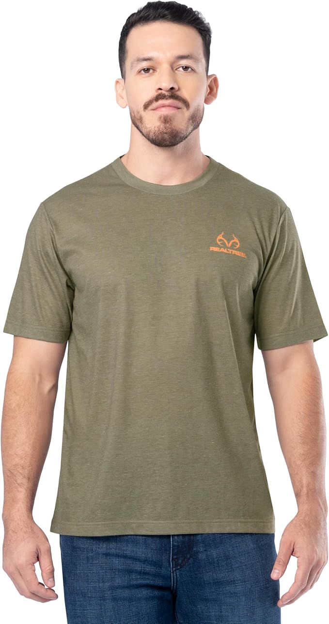 Realtree Mens Short Sleeve Graphic Performance Tee, Moisture Wicking Lightweight T-Shirt for Hunting and Outdoor Lifestyle