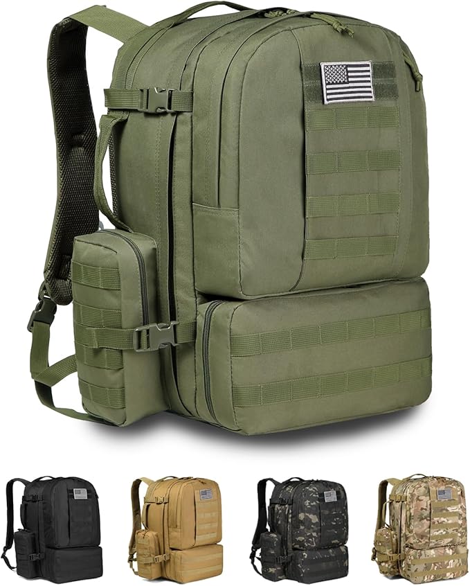 DBTAC Tactical Backpack 50L Large Classic Army 3-DAYS Assault Pack Molle Bag for Outdoor Hiking/Travel/Work (Green)