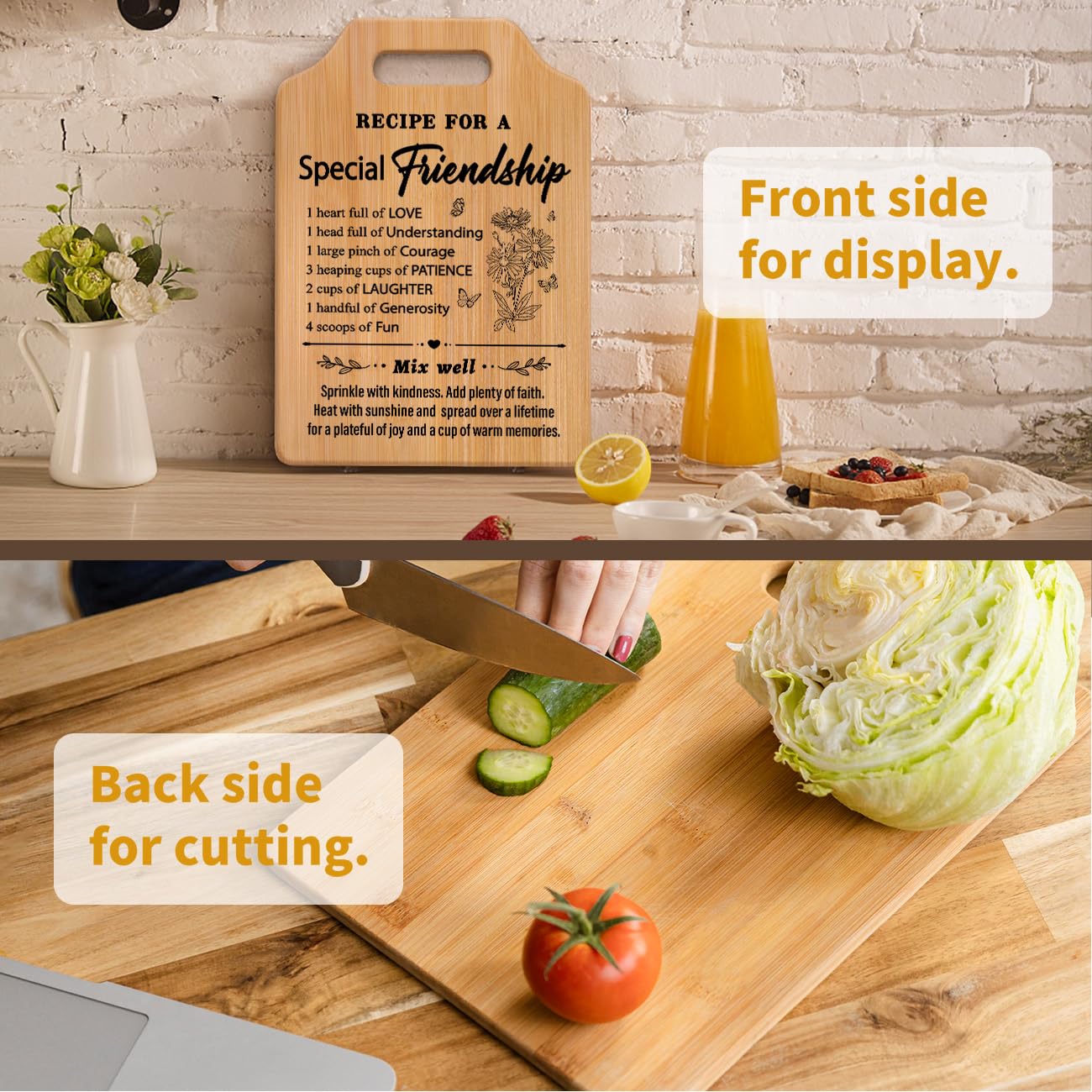Milcier Friendship Gifts for Women, Birthday Gifts for Women Friendship, Unique Best Friends Cutting Board, Best Friend Christmas Gifts for Woman, Bestie, BFF