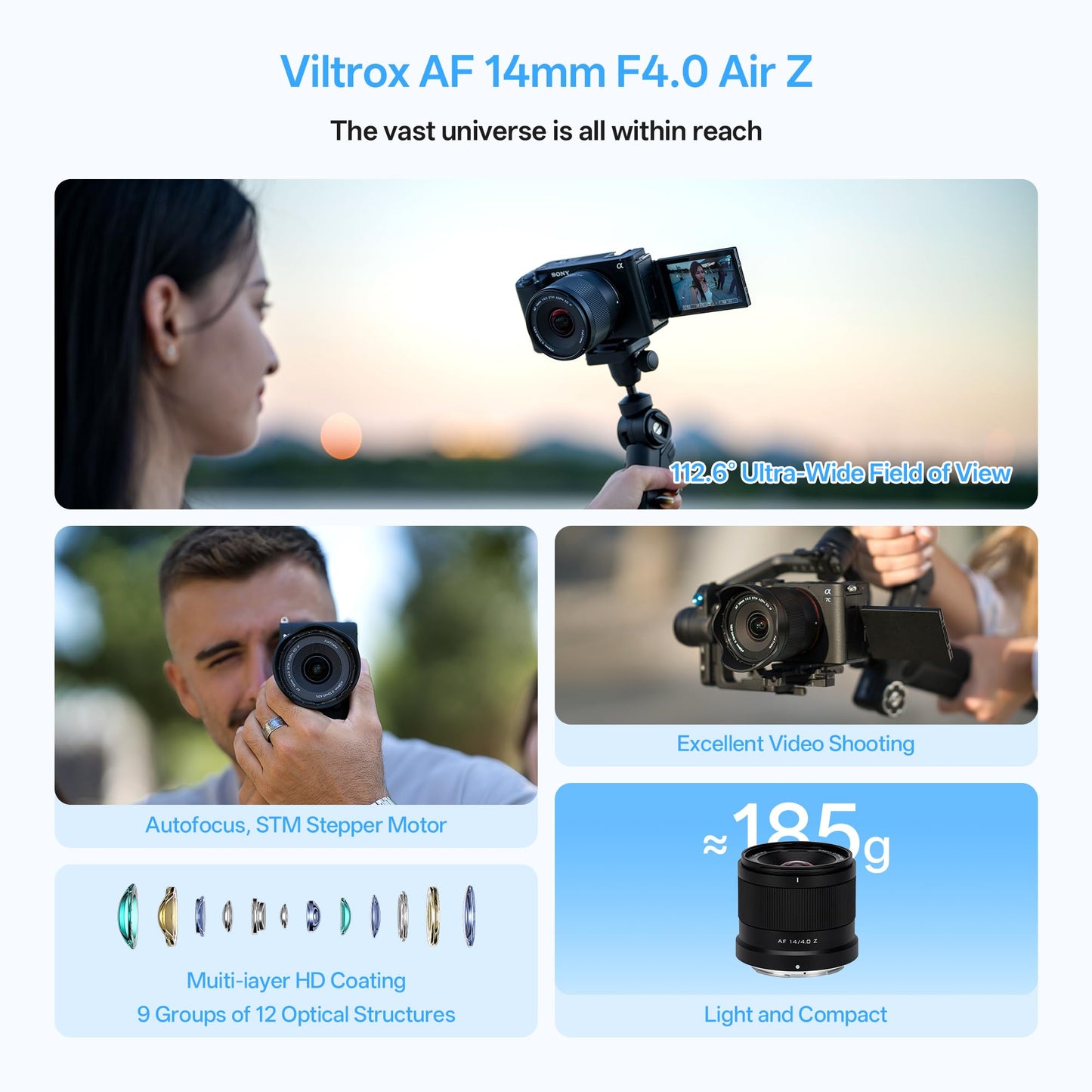 VILTROX AF 14mm F4.0 f/4.0 Air Full Frame Lens for Nikon Z Mount, 112.6° Ultra-Wide Angle Auto Focus STM Prime Portrait Lens Compatible with Nikon Z-Mount Cameras Z5 Z5II Z50II Z6II Z30 Z8 ZFC ZF