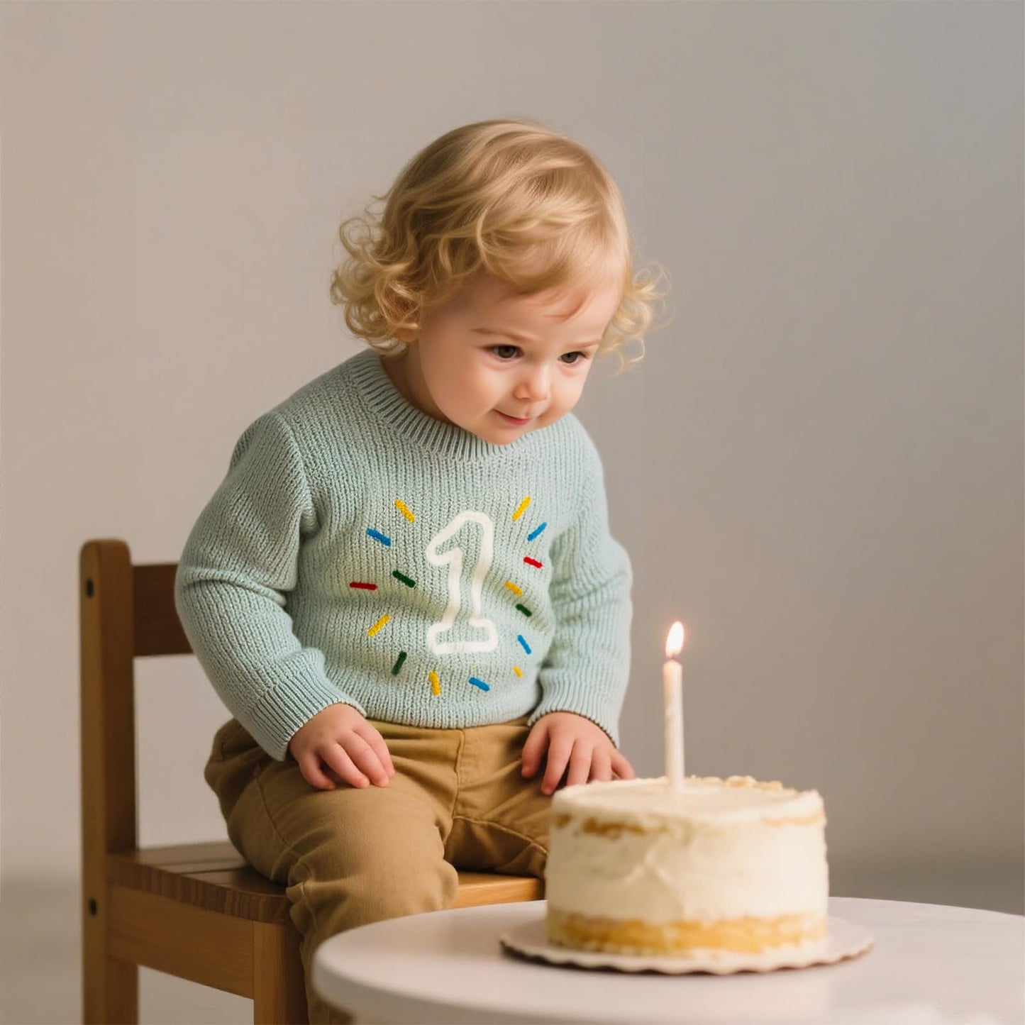 Kids4ever Toddler 1st Year Birthday Gift for 12M Girl Long Sleeve Cute Letter Embroidery Sweater for Baby Boy Winter Green Pullover Clothes for Infant Family Party