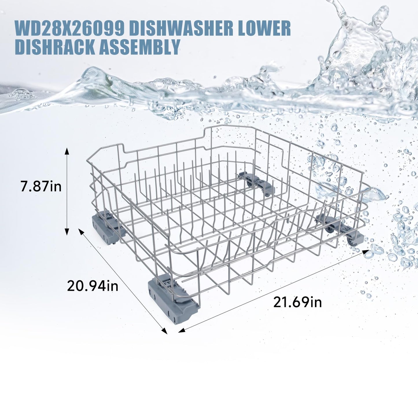 WD28X26099 WD28X34744 Dishwasher Lower Rack Compatible with GE Dishwashers - Replaces WD28X24396,WD28X22659,WD28X28918. Fits Models GDF510PSR3SS, GDF510PSM0SS, GDF510PSMOSS, GDF535PSR0SS, GDF510PSR6SS