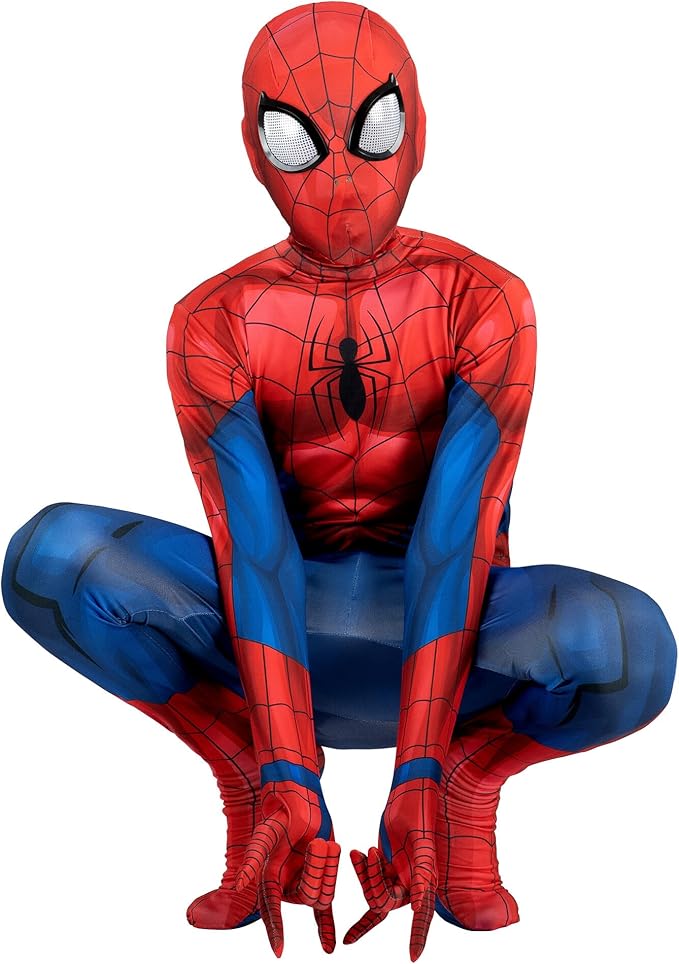 Marvel Spider-Man Official Youth Deluxe Zentai Costume - Deluxe Two-Way Stretch Spandex with Invisible Zippers and Wrist O...