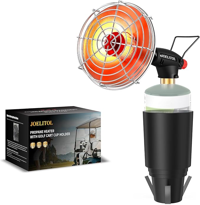 Golf Cart Heater, 2000℉ Portable Propane Heater with Golf Cart Cup Holder & Adjustable Flame, for EZGO, Yamaha, Club Car, ...