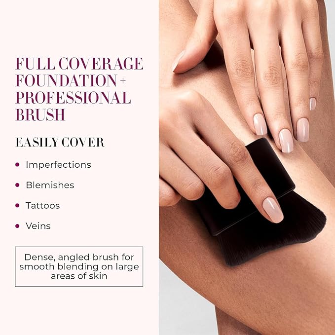 LUMINESS Airbrush Body Coverage with Self Tanner Brush - Tattoo Cover Up Makeup - Full Coverage Foundation for Face & Body - Water-Resistant, Long-Wear, Natural Radiant Finish, Light Tan