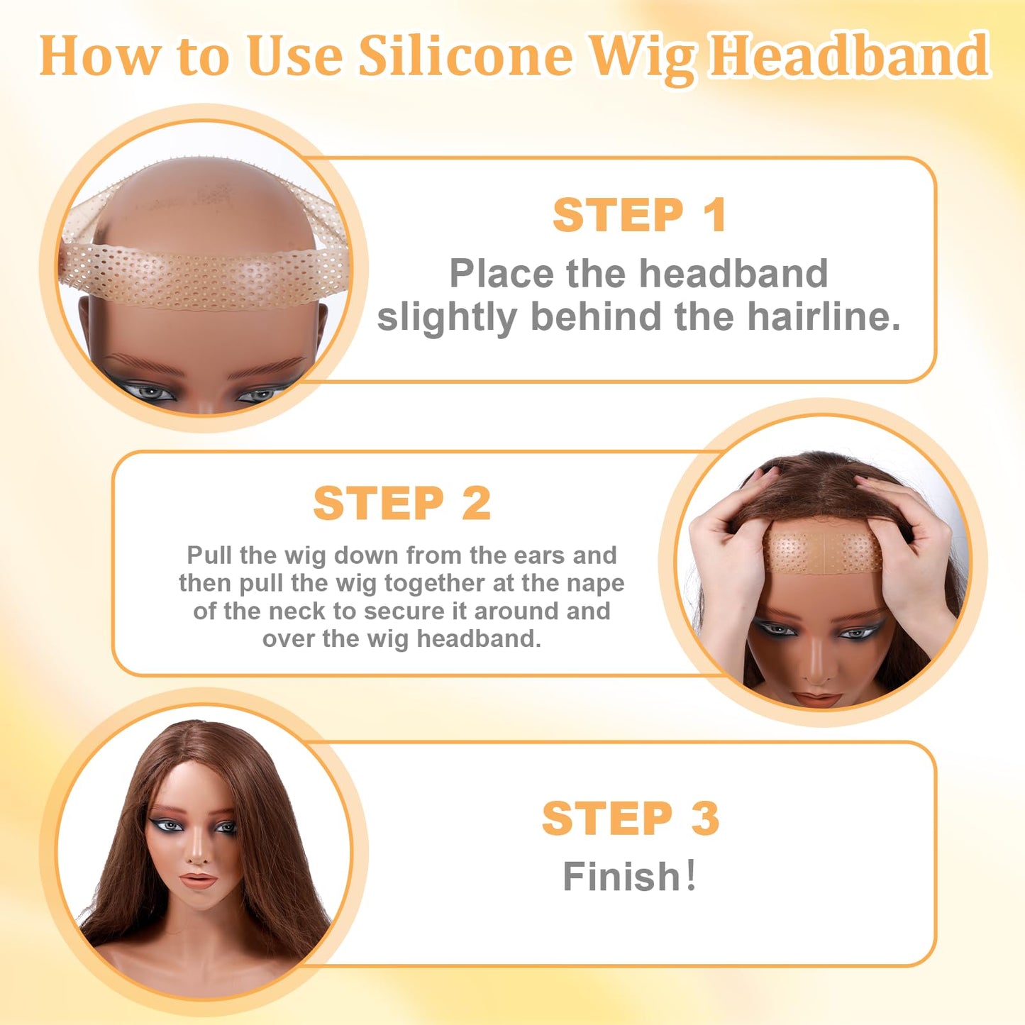 TIESOME Adjustable Silicone Wig Headband Grip, 2 PCS Wig Grip Band Adjustable Elastic Fixed Non Slip Wig Straps Women Men Wig Ba