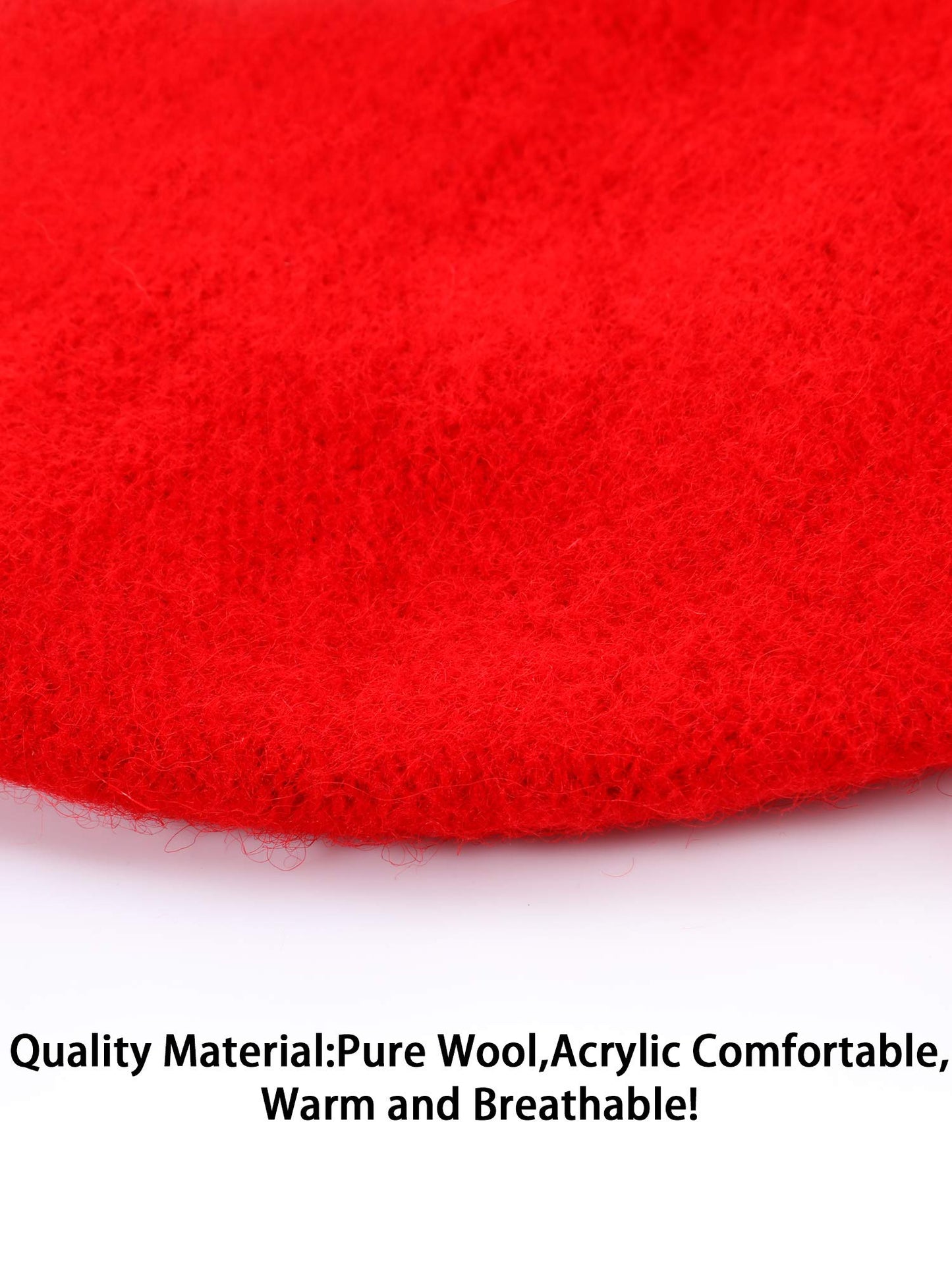 SATINIOR 6 Pieces Wool Beret Hat with Silky Scarf Brooch Solid Color French Beanie Hat for Women(Black and Red)