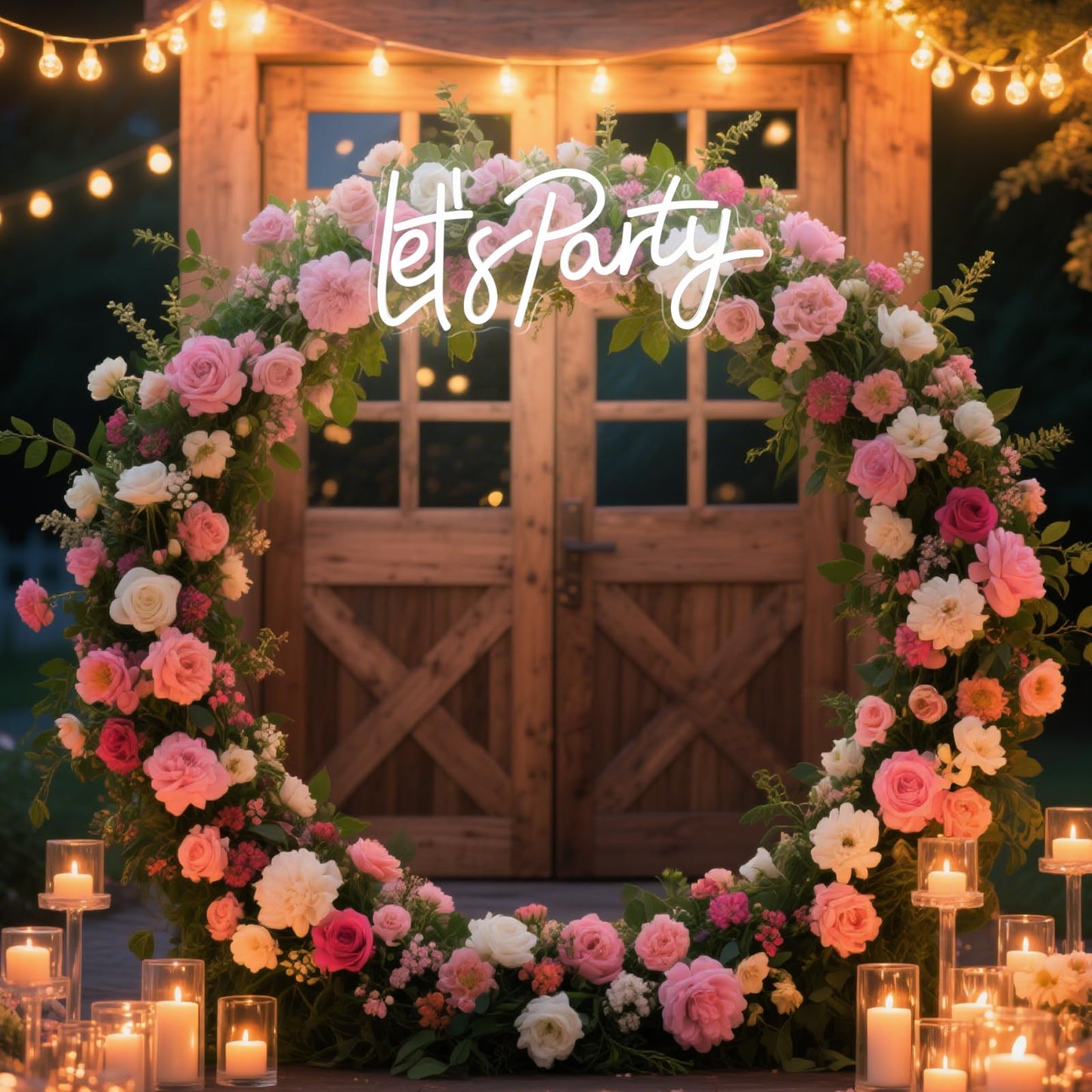 Let's Party Neon Sign for Wall Decor, LED Dimmable Let's Party Neon Light Up Sign Art Decorative Lights for Birthday, Wedding, Bachelorette, Engagement Party Decorations 15.91x7.09Inch White
