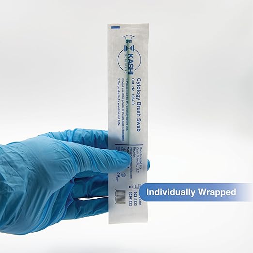 Cytology Brush Swabs, Sterile, Individually Wrapped Brush Swabs for Lab and Cosmetic Use [Box of 100]