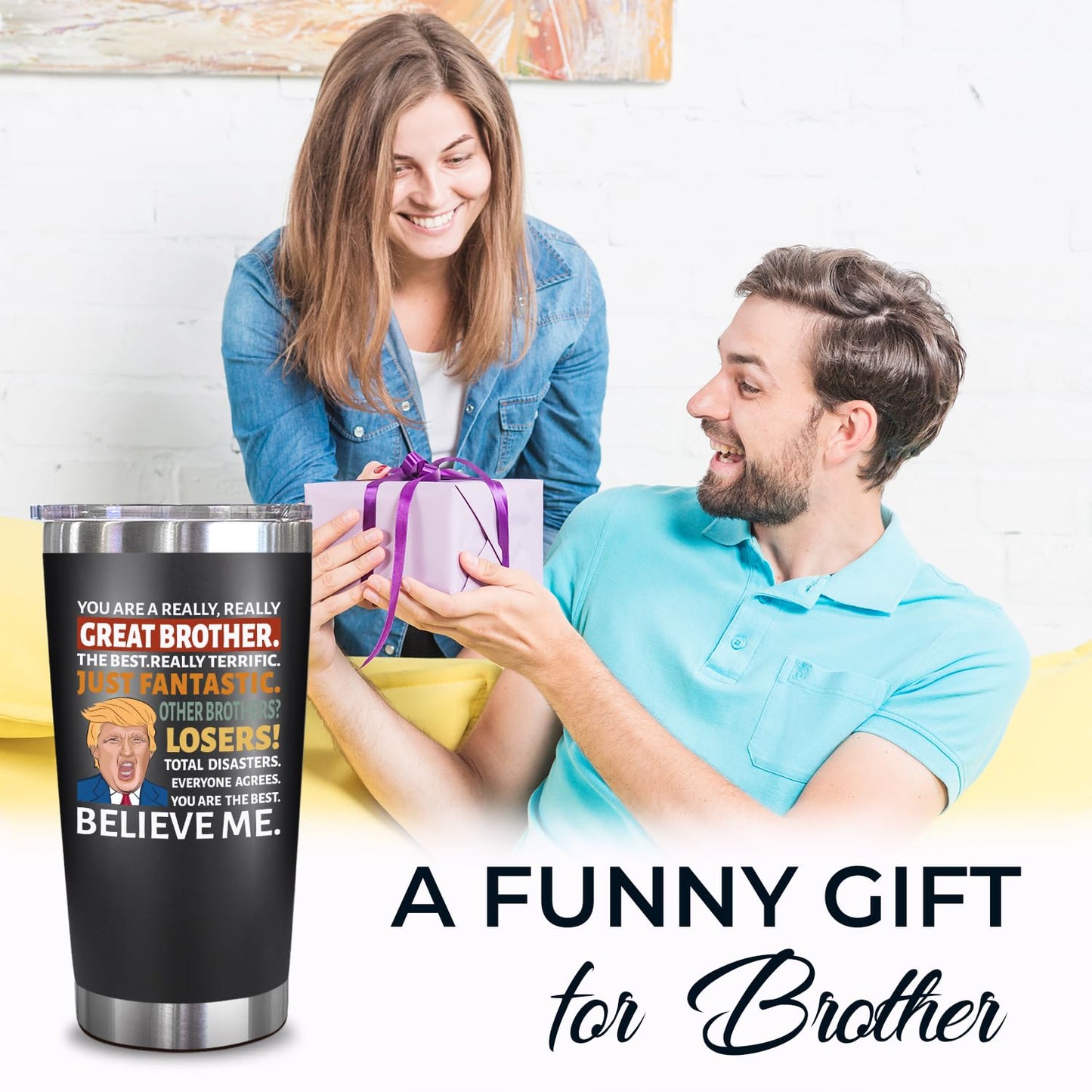 NewEleven Gifts For Brother - Brother Birthday Gifts For Big, Little Brothers, Siblings, Bro In Law - Funny Brothers Gift From Sister, Bro - 20 Oz Tumbler