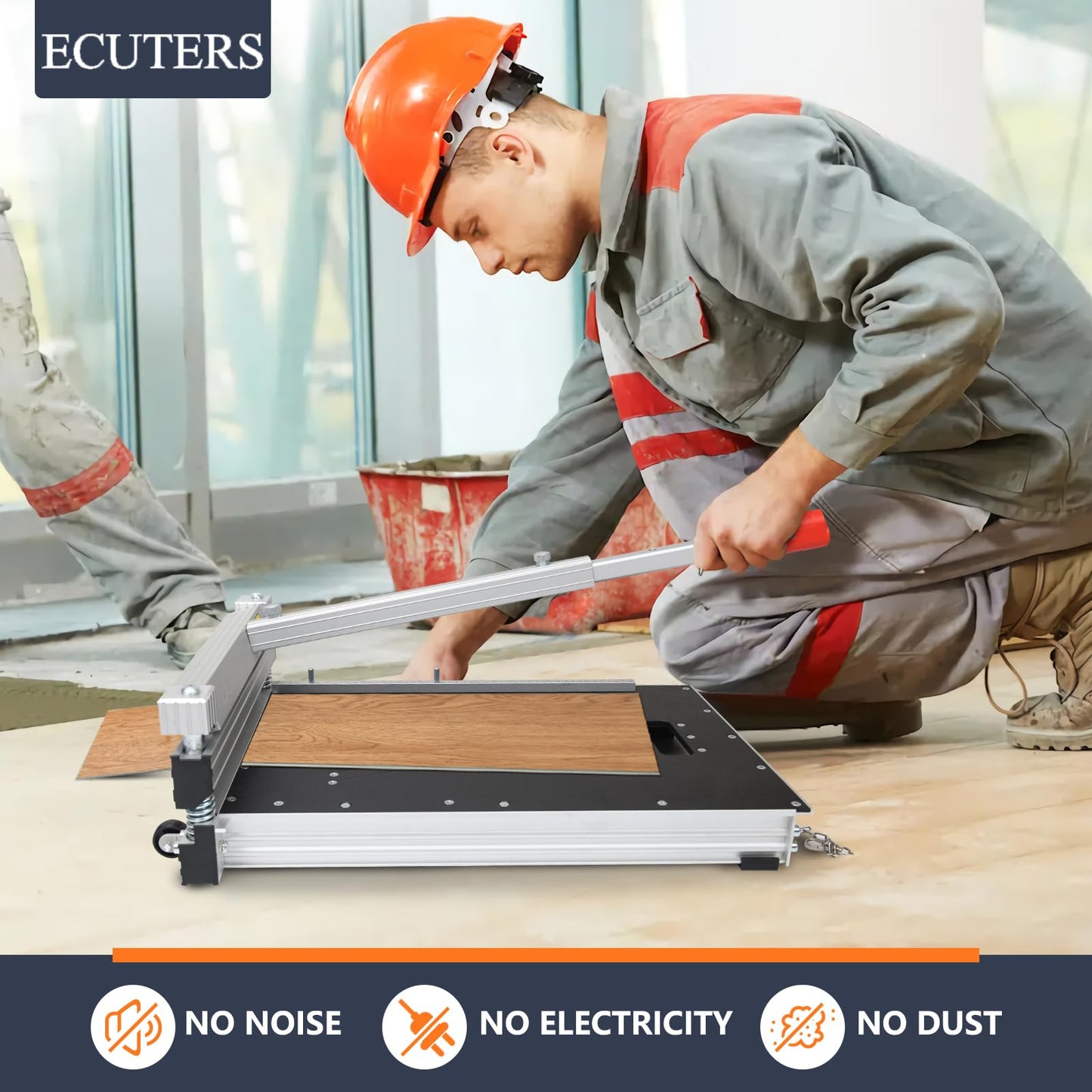 Heavy Duty Laminate Floor Cutter with Blade, ECUTERS 13“ Vinyl Floor Cutter with Wheels, Vinyl Plank Cutter Tile Angle Length Cutting 16mm Thick Flooring Tools - Engineer Wood Parquet LVP LVT