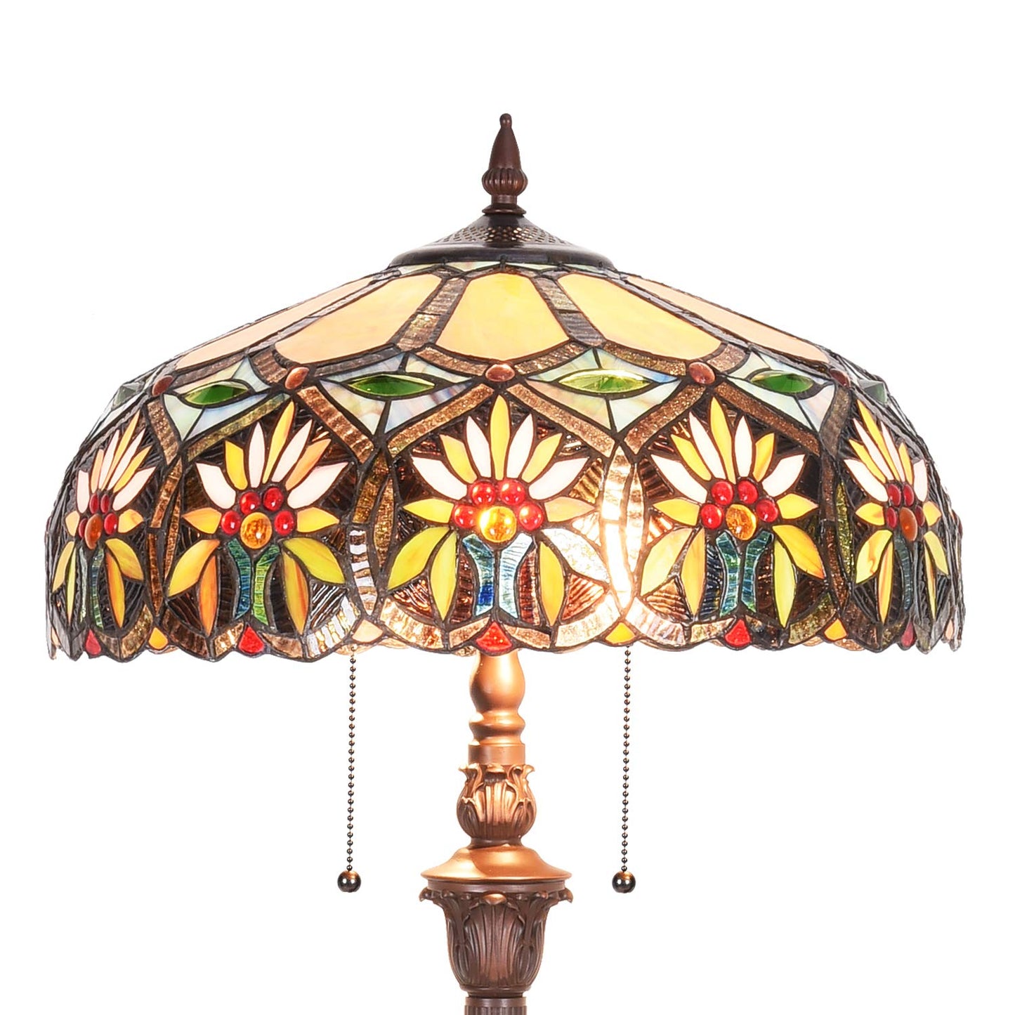 Capulina Tiffany Lamp Stained Glass Floor Lamp 2-Light 16X16X66 Inches Sunflower Style Standing Light for Living Room Bedroom Home Office