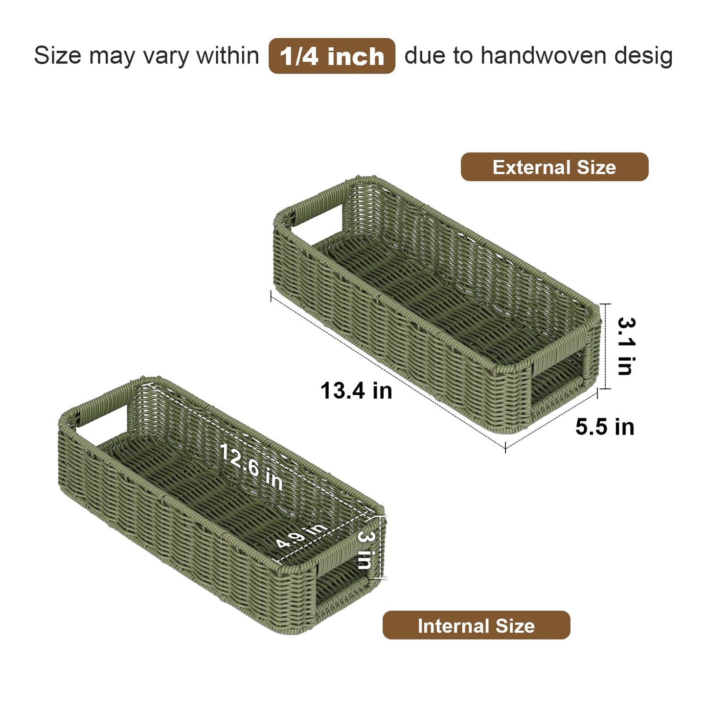 Storage Wicker Basket Decor: Green Decorative Storage Bin for Countertop and Shelves - Waterproof Toilet Paper Basket over Toilet Tank