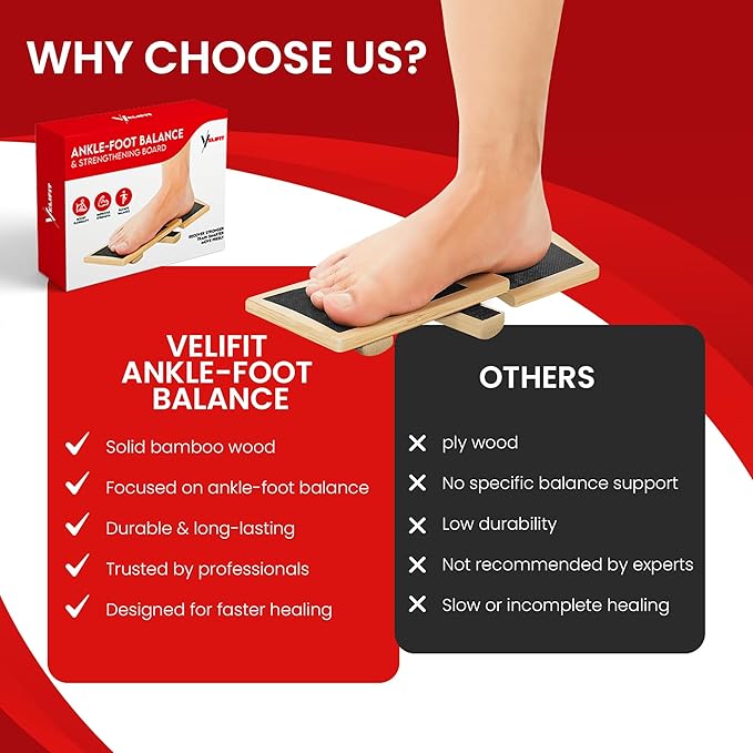 Velifit Ankle Strengthener & Axis Board, Bamboo Ankle Balance Boards for Physical Therapy, Blackboard Foot Trainer & Foot Strengthener, Giboard for Balance Training, Axisboard for Leg Stability