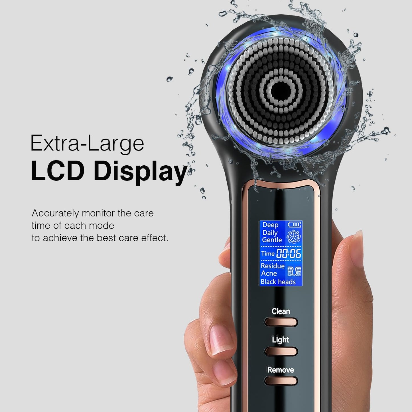 UMICKOO Face Scrubber Exfoliator with LCD Screen,Rechargeable Facial Cleansing Brush IPX7 Waterproof 3 in 1 Blackhead Remover Va