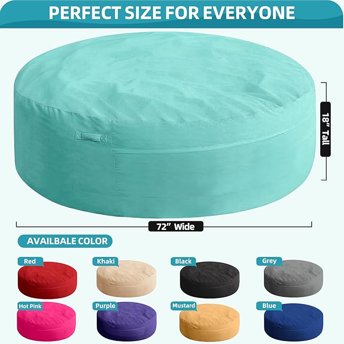 HABUTWAY XX-Large Bean Bag Chair: Giant 7' Memory Foam Furniture Bean Bag Chairs for Adults with Microfiber Cover 7Ft(Aqua Ombre)