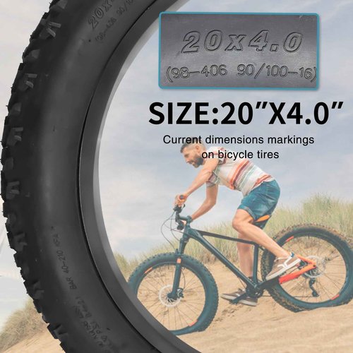 20" E-Bike Fat Tires 20 x 4.0 Folding Bead Tire for Electric Bicycles or with AV32mm Tubes Compatible Wide Mountain Snow Bike Tire (2 Tires 2 Tubes)
