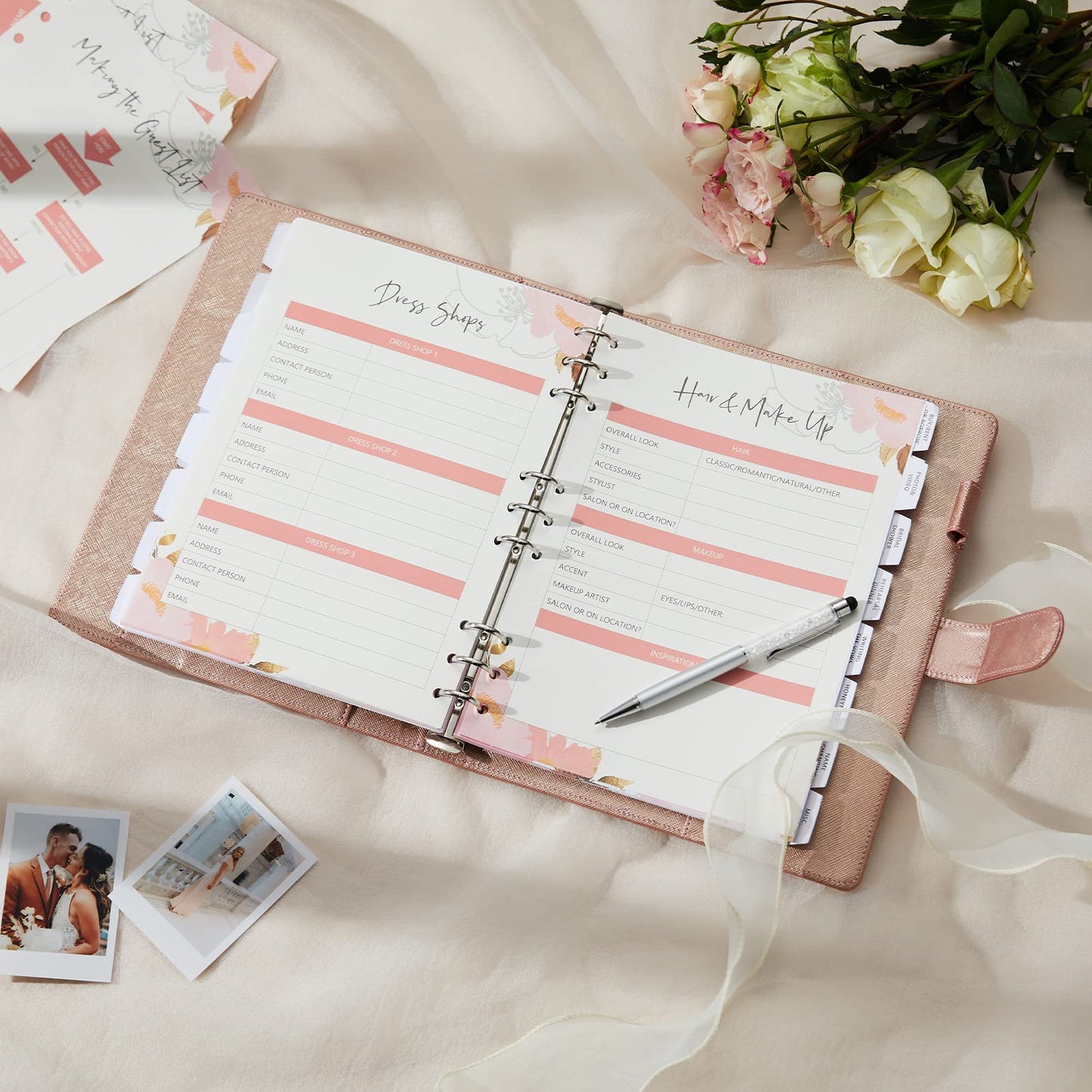 AW BRIDAL Best Engagement Gifts for Fiance Her Wedding Gifts For Bride To Be∣ Future Mrs Leather Wedding Planning Book And Organizer Engagement Journal Notebook Budget Binder, 140 Pages, Rose Gold
