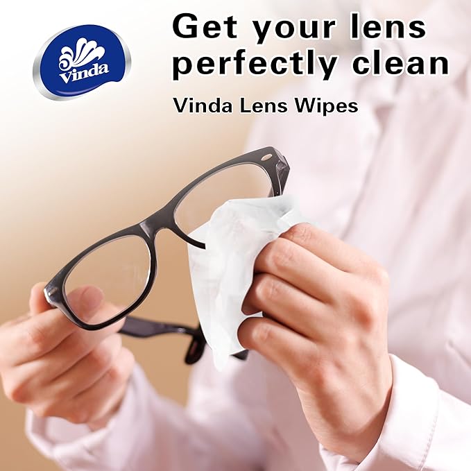 Vinda Pre-Moistened Lens Cleaning Wipes – 330 Individually Wrapped, Streak-Free Wipes for Glasses, Screens, Cameras & More – Ammonia-Free, Gentle Optical Cleaner