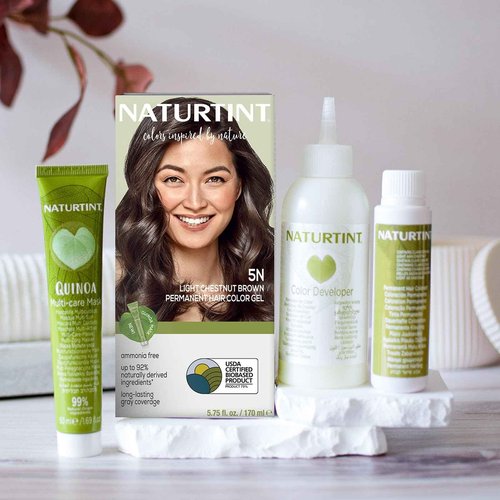 Naturtint 5N Light Chestnut Brown Permanent Hair Color (Pack of 6), Ammonia Free, Vegan, Cruelty Free, up to 100% Gray Coverage, Long Lasting Results (Packaging may vary)