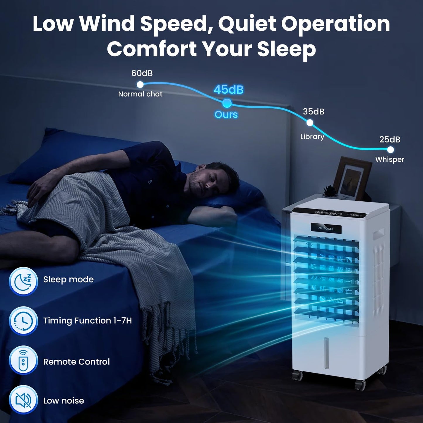 Portable Air Conditioners, 8000BTU Windowless Portable AC Unit with 3 Speeds, 3 Modes, 8L Swamp Cooler w/7H Timer, 90°Oscillation, Remote Control Air Conditioners for Bedroom, Room, Home (Black)