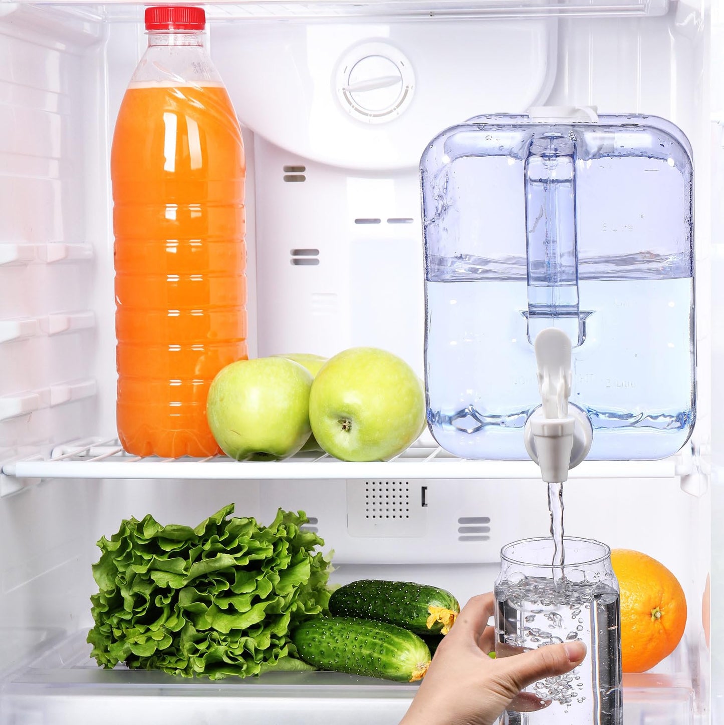 Funnymoom Drink Dispenser for Fridge Refrigerator Plastic Reusable Water Dispensers Bottle with Spigot BPA Free for Party Outdoors Home Office Activities(2 Gallon)