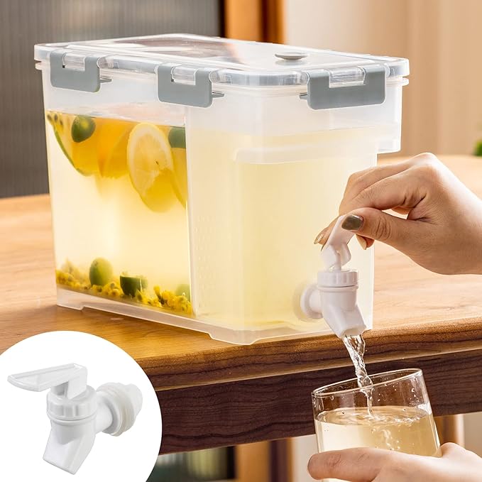 Cold Kettle with Faucet, 6L Refrigerator Juice Water Pitcher, Home Plastic Beverage Dispenser, Filter Drink Container for ...