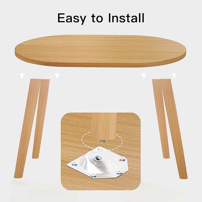 Small Coffee Table for Small Space, Low Table with Solid Wood Legs, Floor Table Desk for Sitting on The Floor, Japanese Coffee Table for Living Room, Tatami Tea Tables, Oval Coffee Tables, Brown
