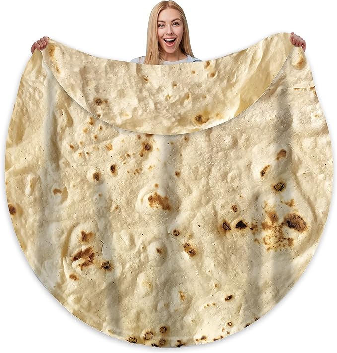 Bcareself Tortilla Blanket Adult Size Giant Double Sided for Kids Funny Realistic Food Personalized Throw Blanket Novelty ...
