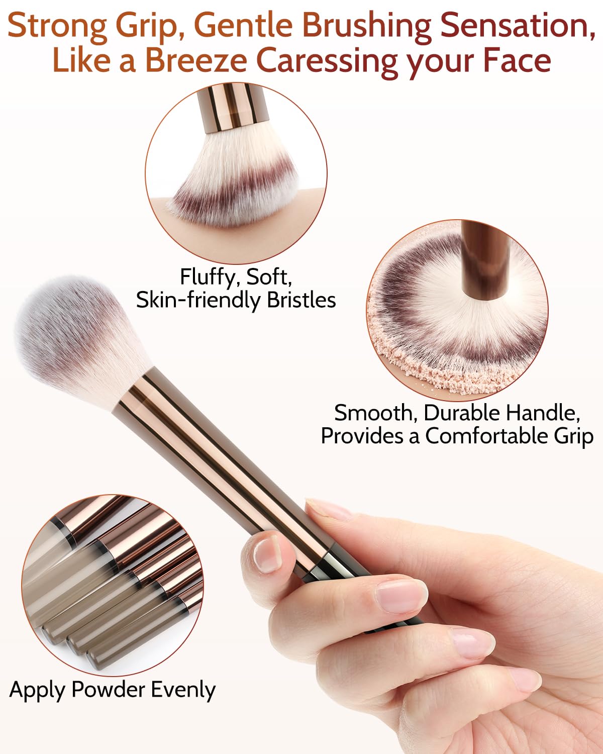 JOKHUE Makeup Brushes Set, 12 Pcs Multi-functional Cosmetic Brushes Tools Kit With 3 Makeup Sponges and Storage Bag, Soft Bristl