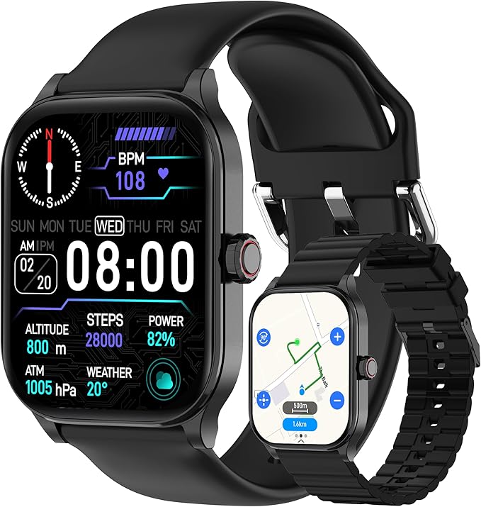 Smart Watch with Built-in GPS and Offline Maps, 1.96" HD Display, Answer/Make Calls, 100+ Sport Modes, Heart Rate/Sleep/Sp...