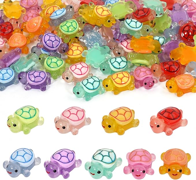Mini Resin Turtles Figures to Hide, 72 PCS Tiny Resin Animal Figurines Little Small Plastic Turtles Miniature Festival Rav...