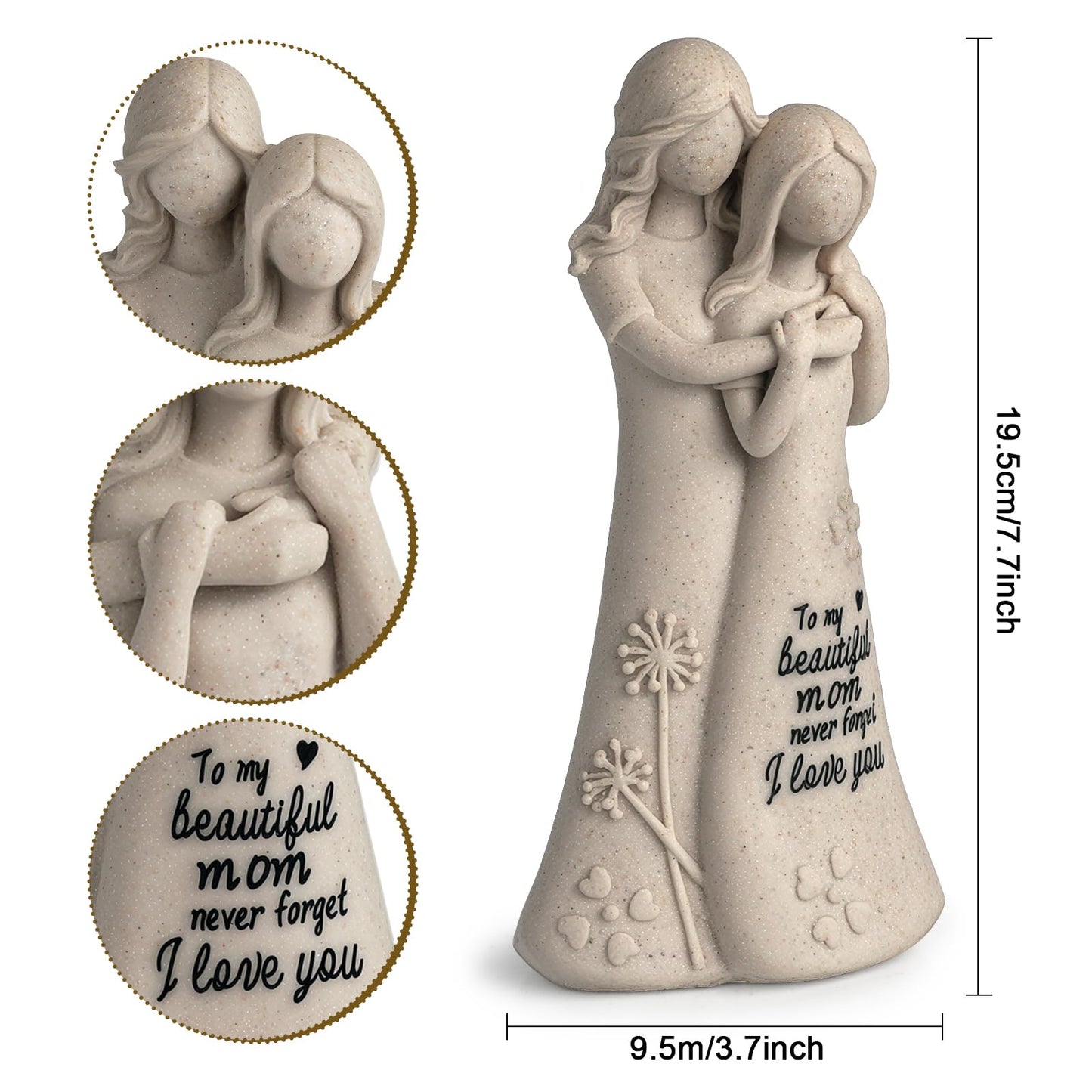 YTHISPF Mom Birthday Gifts from Daughter Mother in Law Gifts, Mothers Daughter 7.7" Figurines Statue (Resin, Sandstone)