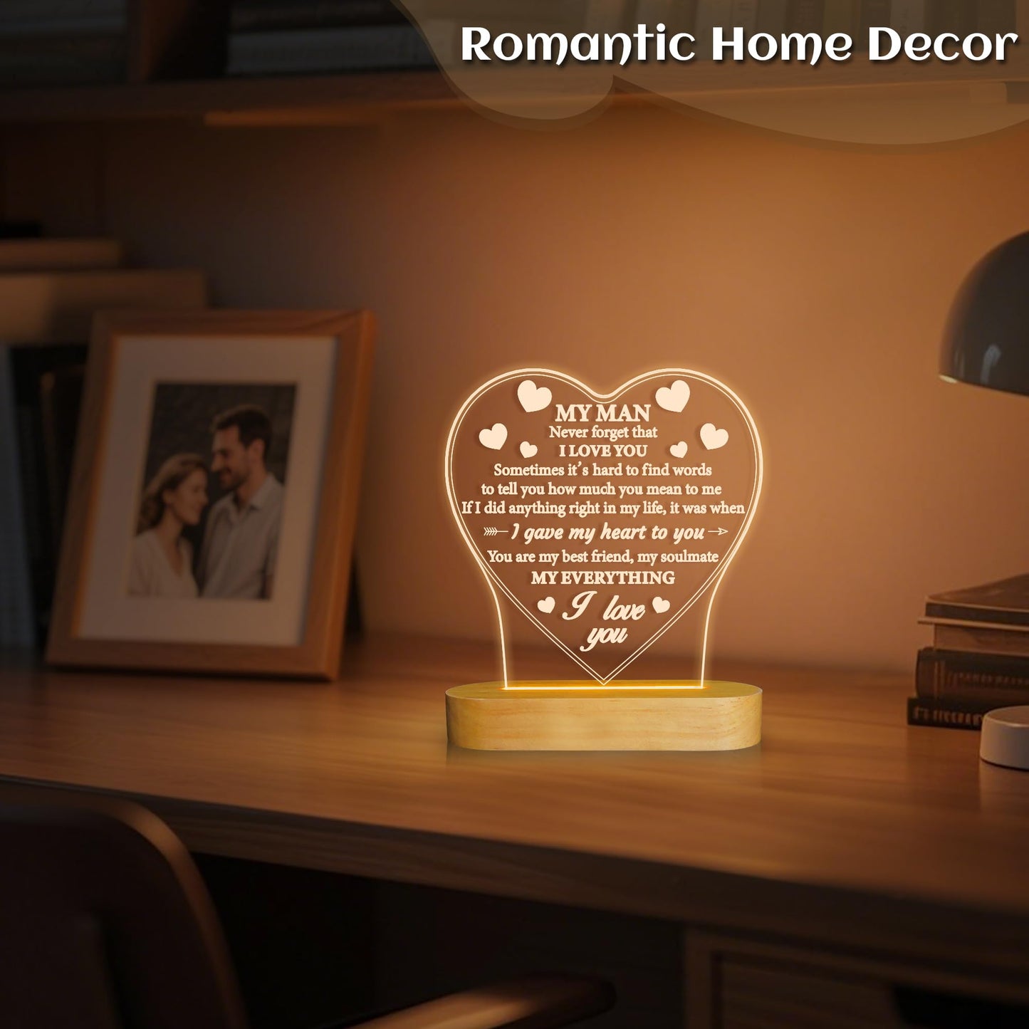 Anywin Gifts for Him, I Love U to My Husband's Gifts with Warm Light for Home Decor, Gifts for Birthday, Xmas,Holidays, A Thankyou Gifts for Him Husband Boyfriend My Man