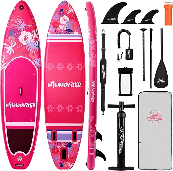 WNOVA Inflatable Paddle Boards for Adults and Youth, 11'x33 Wood Grain Stand Up Paddle Board with SUP Accessories, Portabl...