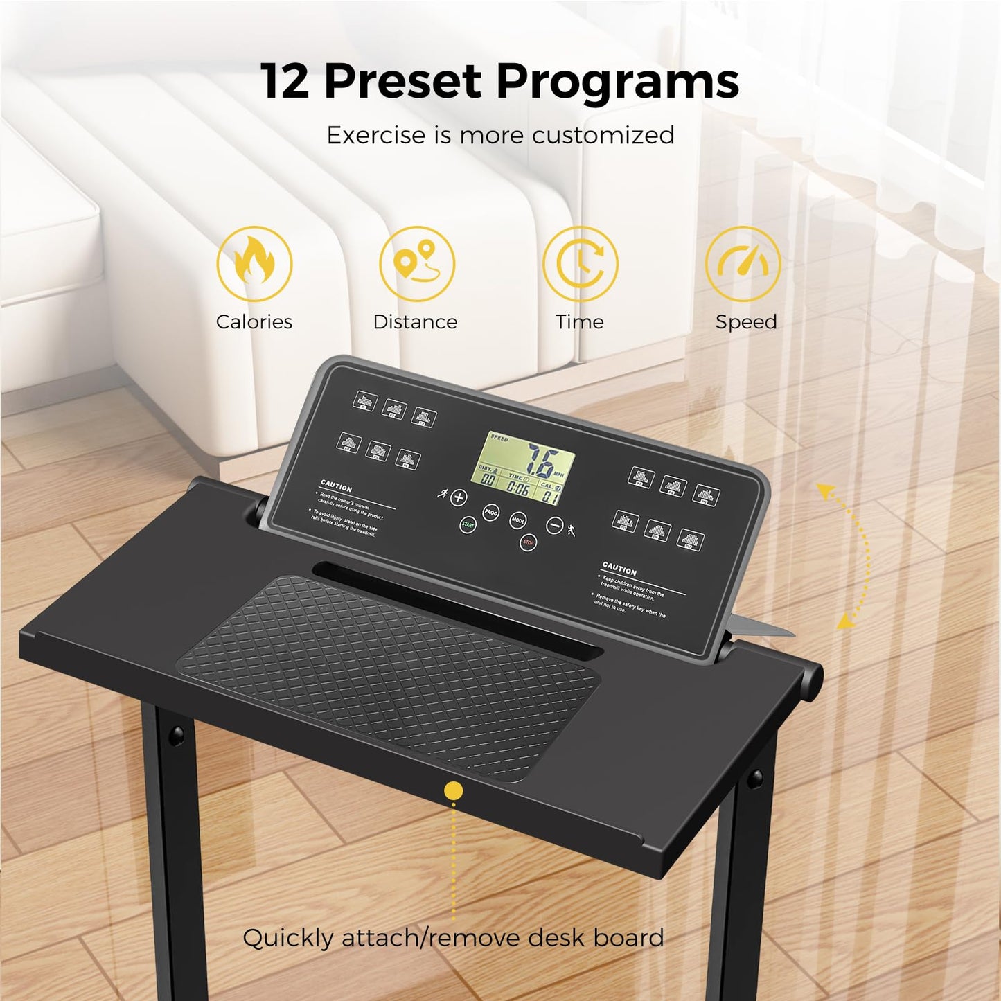 Portable Treadmills for Home, Compact Treadmill with Handles, 3.0HP Walking Pad Treadmill with Removable Desk Workstation, Running Machine for Home Office