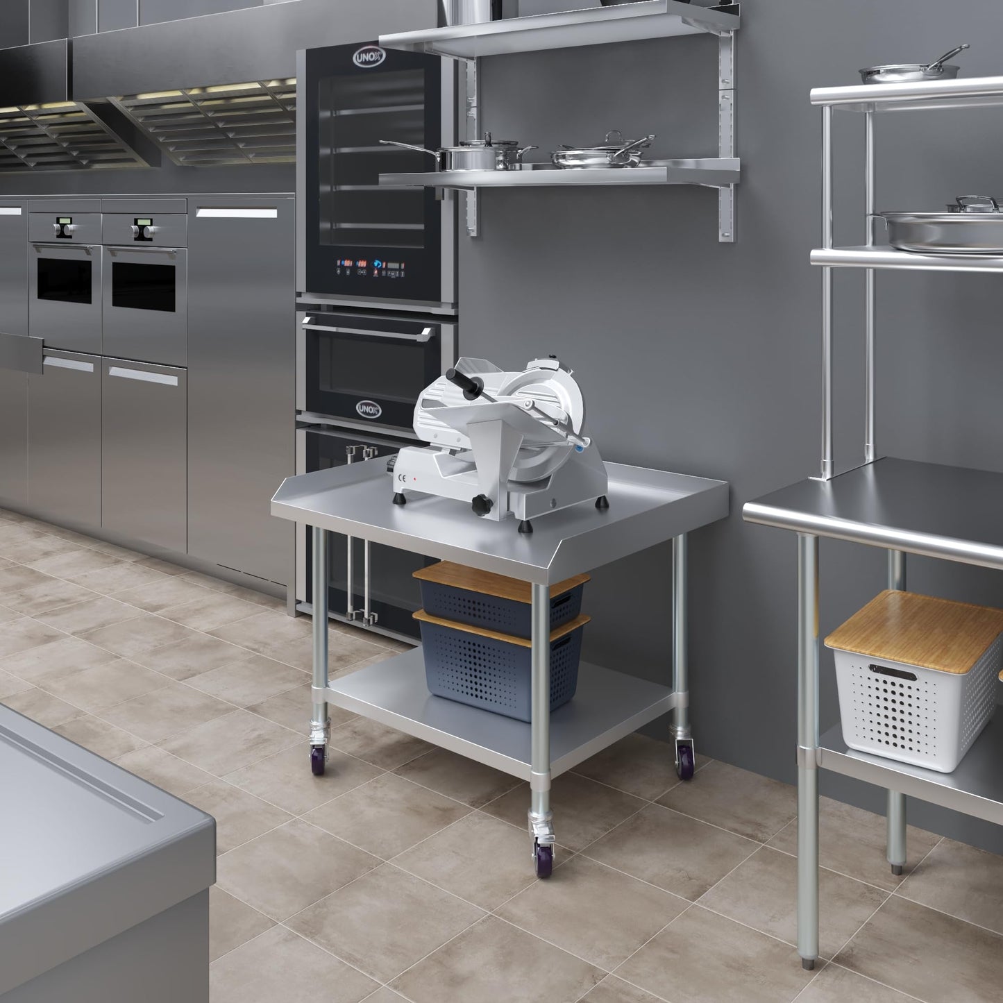 AmGood Stainless Steel Equipment Stand with Undershelf + Casters, Heavy Duty, Commercial Grade, NSF (30" Width x 36" Length + Casters)