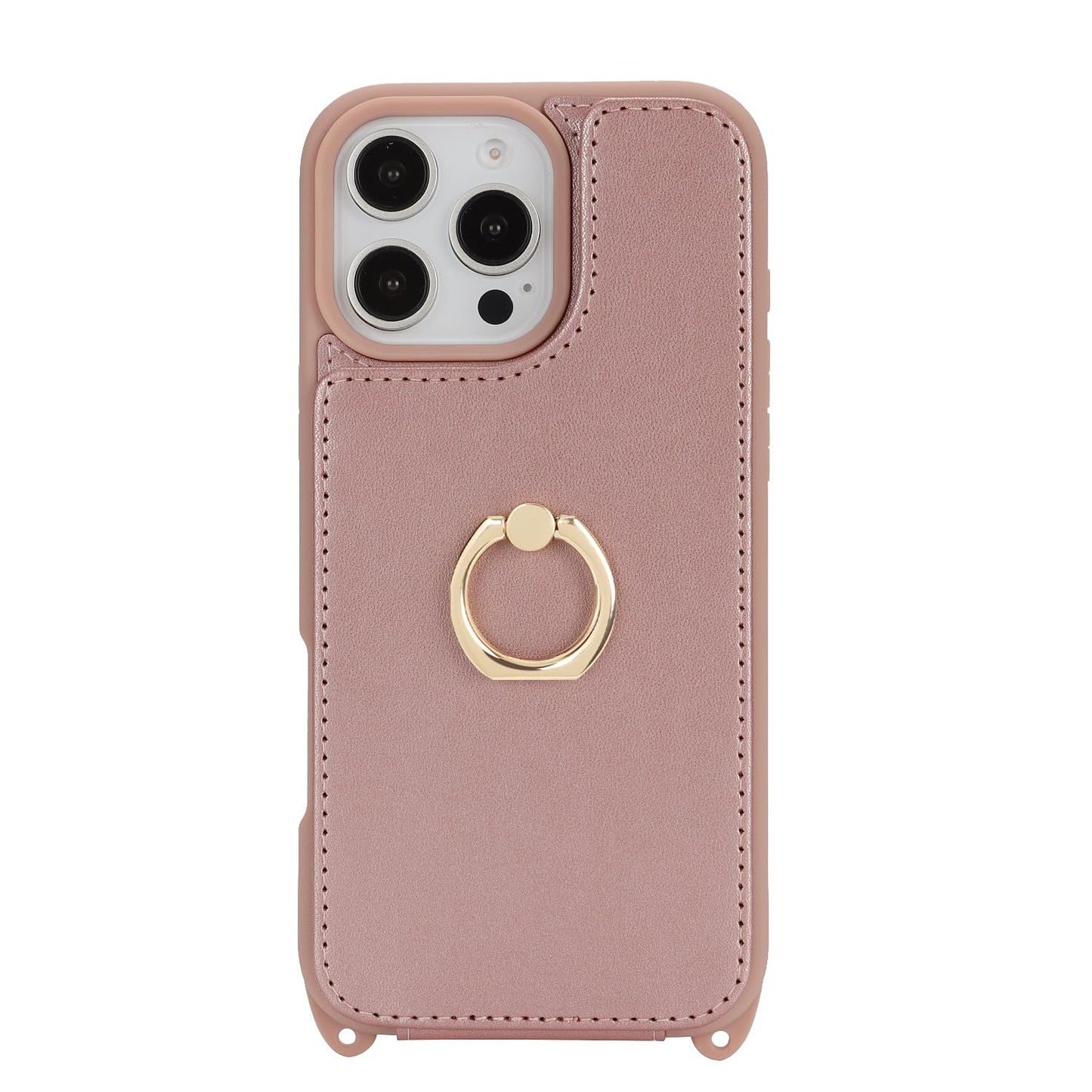 Lipvina For Iphone 16 Pro Max Case With Card Holder And Strap For Women,Crossbody Lanyard,Ring Stand,Snap Clasp,Cute Phone Walle