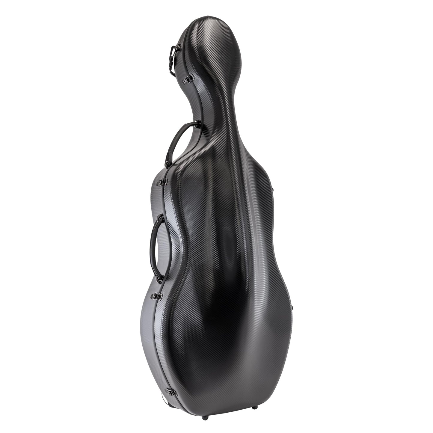 MI&VI CP-7006 Pure Poly Carbon Fiber Cello Case 4/4 Hard Shell 11lb (Full Size) with Wheels | Carry Straps | Rigid Protection | Tough Shell (Black)