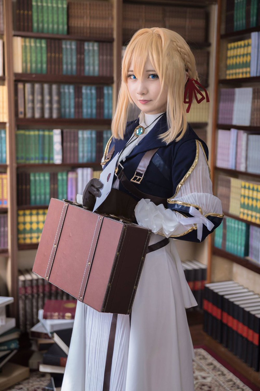 Nuoqi Violet Evergarden Cosplay Costume Womens Anime Uniforms Suit,Dark Blue,Small