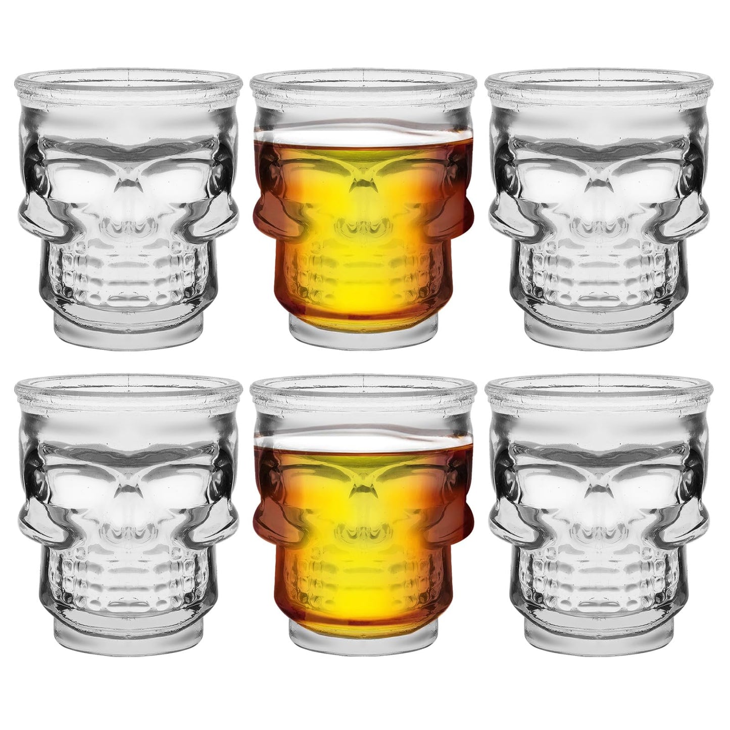 eispap 6 Pcs Skull 50ml Shot Glasses Set Freezer Safe Shot Glasses for Skull Gifts or Ornament Shot Glass Design Glass Set (6)