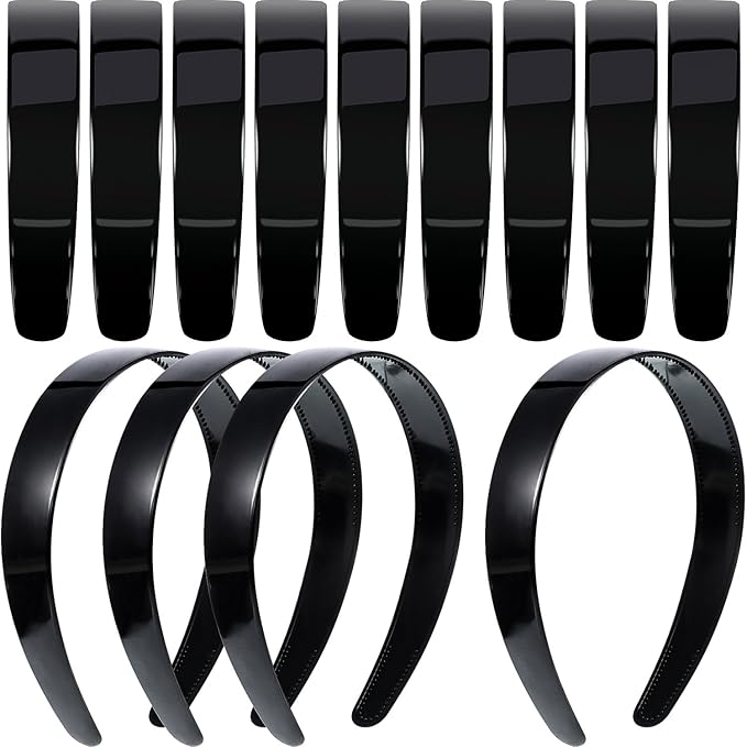 HESTYA 20 Pcs 1 Inch Black Plastic Headbands for Women Plain Craft Hairband with Teeth DIY Hair Accessories Headwear for G...