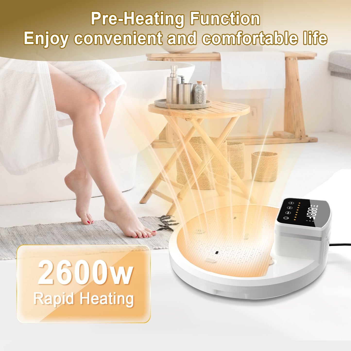 ZELLOXY Full Body Dryer After Shower for Bathroom, Waterproof Shower Dryer with Pre-Warm, Anti-Slip Foot Pad and Intelligent Touch Screen