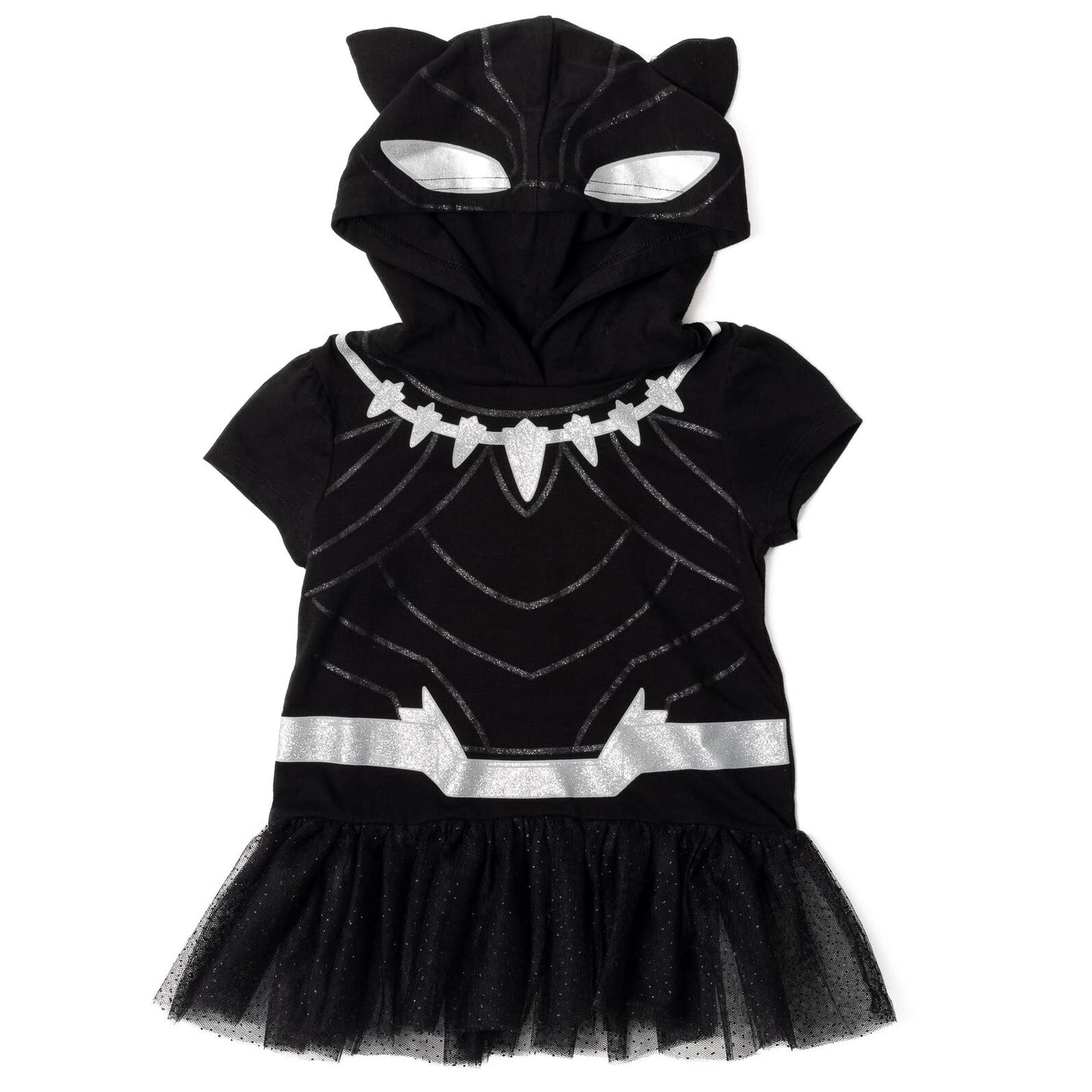 Marvel Avengers Black Panther Toddler Girls Cosplay Graphic T-Shirt Dress and Leggings Outfit Set 2T