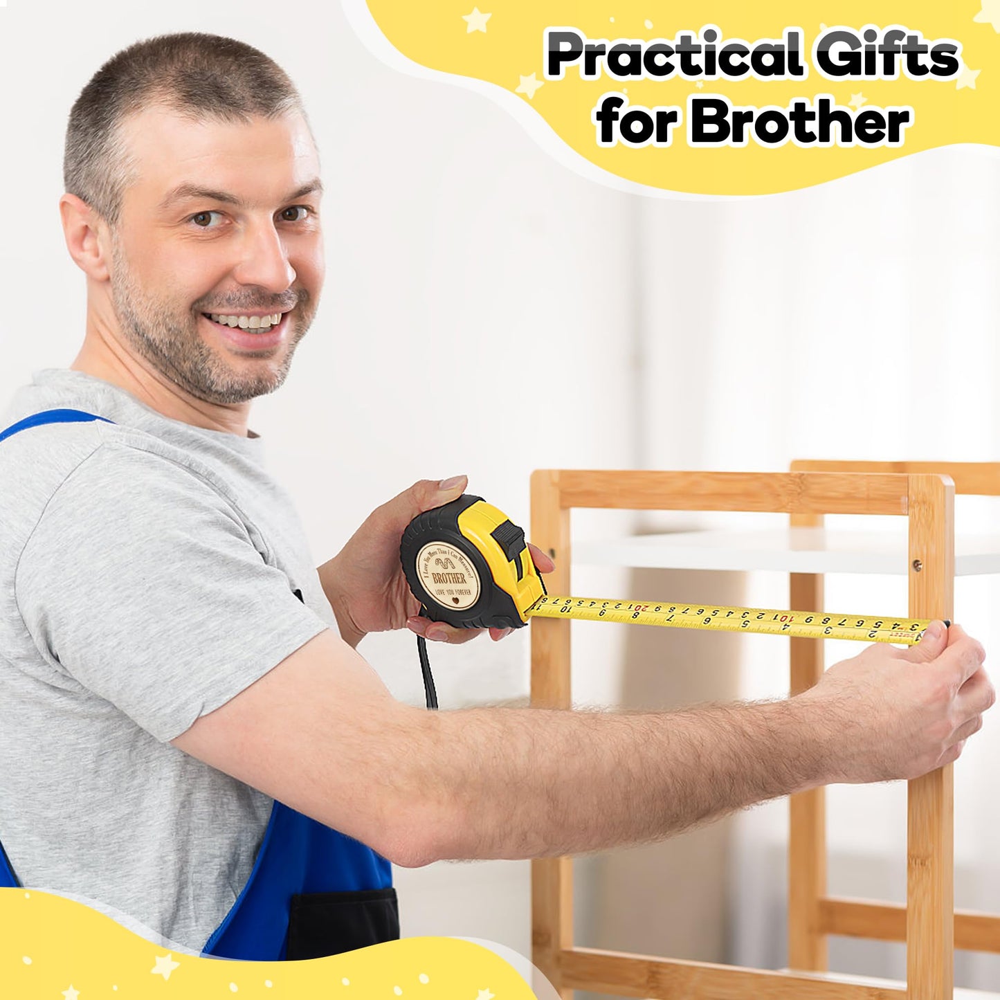 Sensi Blue Fathers Day Brother Gifts for Brother, Gifts for Brother, Brother Gifts from Sister, Best Gifts for Adult Brothers Brother In Law, Cool Promoted To Big Brother Tape Measure 25 FT Tool Gifts