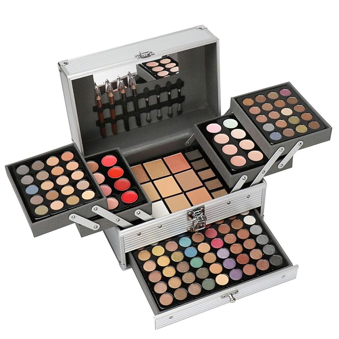 All-in-One Makeup Gift Set Carry All Makeup Kit for Women Full Kit With Aluminum Case Lipgloss Lipstick Concealer Blush Foundation Face Powder Eyeshadow Palette Cosmetic Palette #3