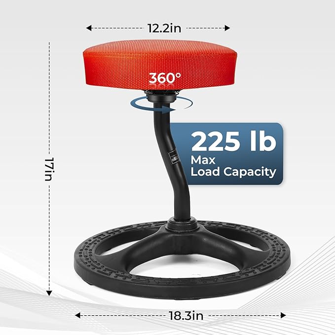 Upaloop ADHD Chair for Kids, Yoga Chairs for Adults, Wobble Stool Active Flexible Seating Desk Chair with Non-Slip Base and Washable Seat Cover for Stability, Balance, Yoga, Office, School, Classroom