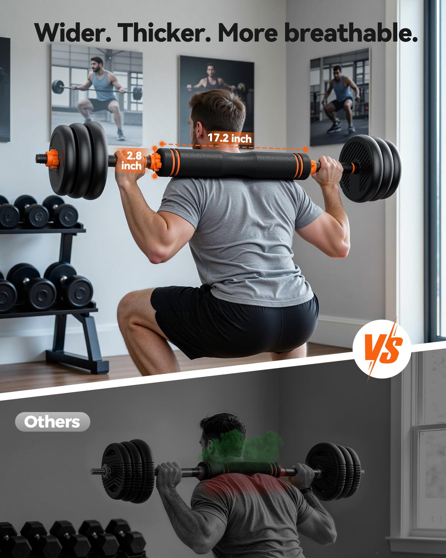 FEIERDUN Adjustable Dumbbells, 50lbs Free Weight Set with Connector, 4 in1 Dumbbells Set Used as Barbell, Kettlebells, Push up Stand, Fitness Exercises for Home Gym Suitable Men/Women