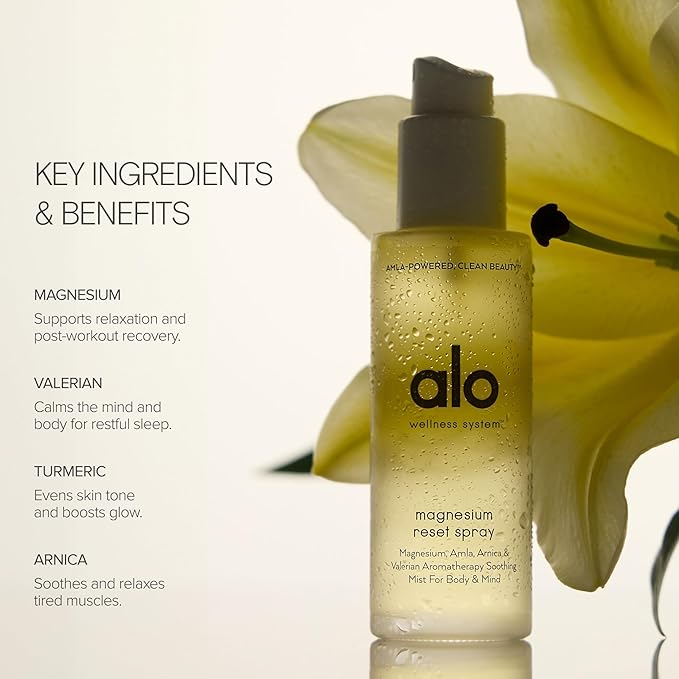 Alo Magnesium Reset Body Spray | For Sleep & Natural Stress Relief – Calming Blend with Magnesium, Valerian Root, Arnica & Essential Oils | Made in USA - 3.2 oz