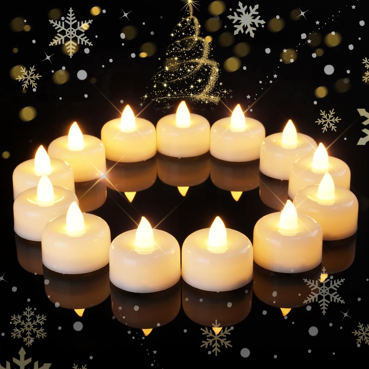 Raycare 100Pack Battery Operated Tea Lights Candles, Long Lasting Fake Candles, Flameless LED Tea Lights, Electric Candle for Wedding, Centerpieces, Home Decor, Halloween, Christmas